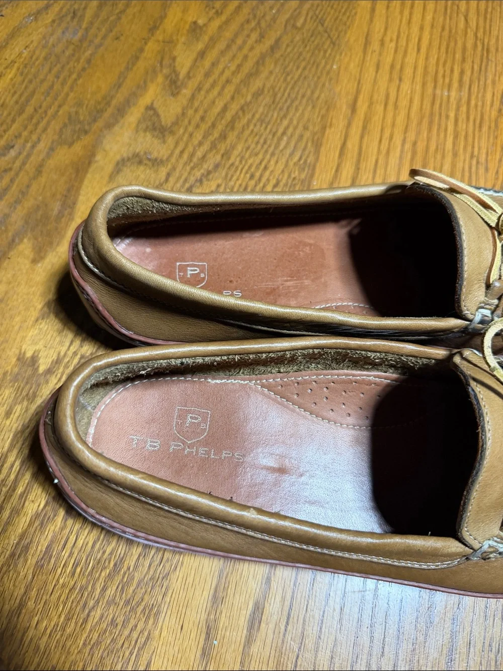 Men's Tan Leather Moc Toe Slip-On Loafers by TB Phelps